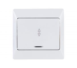 1 клавишный выключатель TDM Ильмень на 2 направления с подсветкой 10А белый SQ1823-0006 