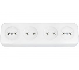 Розетка Bylectrica 4-местная ОУ серия Прочие изделия, белый, РА16-246 