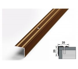 Порог угловой алюминиевый ЛУКА (20х20 мм, 1,35 м, порошковое покрытие, Бронза) УТ000012934 