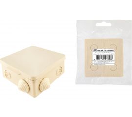 Распаечная коробка TDM ОП 100х100х55мм, крышка, IP54, 8вх., сл. кость, инд. штрихкод SQ1401-0933 