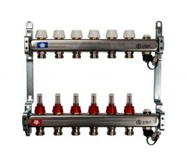 Коллектор из нержавеющей стали с расходомерами, с клапаном вып. воздуха и сливом 6 вых. STOUT SMS-0927-000006 