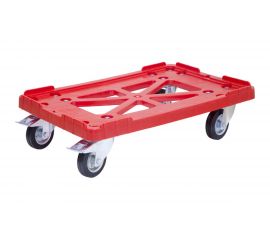 Тележка Тара.ру п/э 600х400, чёрные резиновые колеса (два с тормозом) 15651 