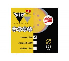 Круг шлифовальный на липучке siaone 1944 (50 шт; 125 мм; без отверстий; P240) sia Abrasives so50-125-0-240 