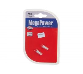 Автолампа MEGAPOWER T5 W2x4.6d 1 SMD 3528 WHITE блистер 2шт 6000K 18лм 12V 1 50 50113 