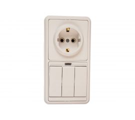 Комбинированный блок Кунцево-Электро БЭЛЛА скрытая установка выключатель с подсветкой+розетка БКВР-054 5845 