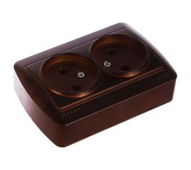 Двойная розетка Lezard DEMET без заземления, закрытый корпус 711-0400-128 