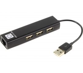 Сетевая карта 3хпортовый USB разветвитель 5bites USB2.0 RJ45 100мегабит 10см UA2-45-06BK 