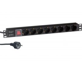 Блок розеток ExeGate ServerPro PDU-19H802 Al-8S-EU1.8CU-SW, 19, 1U, алюминий, 8Schuko, евро, 1.8м 280841 