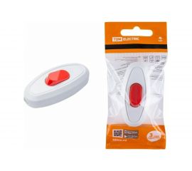 Выключатель на шнур TDM 6А, 250В, белый с красной кнопкой SQ1806-0221 