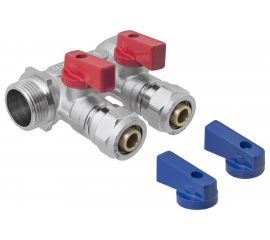 Коллектор для металлопластиковых труб с отсекающими кранами MasterProf 2 выхода х3/4"", х16 мм ИС.071091 