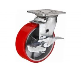 Колесо большегрузное полиуретановое поворотное с тормозом SCPB55 125 мм MFK-TORG 1044125 