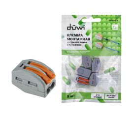 Соединительные монтажные клеммы duwi с рычажком СМК 222-412, 2,5мм2, 5 шт. 26609 9 