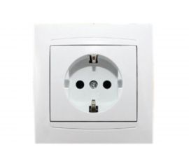 Розетка с защитной шторкой, белая 2П+З 16А 250В TDM Лама SQ1815-0011 