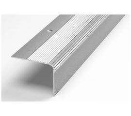 Порог угловой антискользящий алюминиевый (68х30,8 мм, 1,8 м, анодированный, Серебро) ЛУКА УТ000023917 