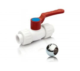 Шаровой кран Blue Ocean полипропиленовый (шар латунь) с 2 сгонами ГВС - 32 PPRF/BVUA-HW-1/PPR(W)-32 