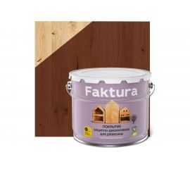 Защитно-декоративное покрытие FAKTURA с льняным маслом и ионами серебра, махагон, ведро 9л, 208468 