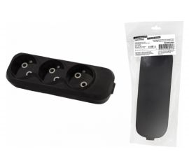 Розеточная колодка TDM 3 гнезда 2П б/з 10А 250В черная серии Народная SQ1806-0425 