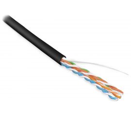 Кабель Hyperline UUTP4-C5E-S24-IN-LSZH-BK-100 (100 м) витая пара, неэкранированный, U/UTP, категория 5e, 4 пары (24 AWG), одножильный (solid), LSZH, нг(А)-HF, -20C – +75C, черный - гарантия: 