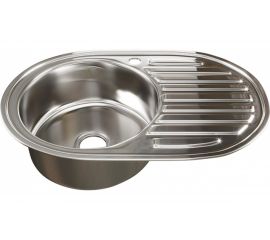 Мойка mixline овальная, 50х77х18 см, 0.8, левый выпуск 3 1/2, с сифоном 533709 