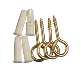 Петля-шуруп ЕВРОПАРТНЕР латунир. L25 x d4,1 x O10 в компл. c дюбелем MULTI 6x25 4шт. MP 308 17 