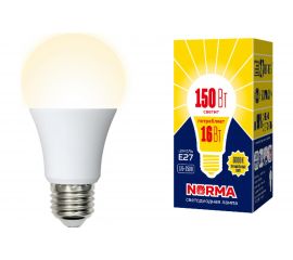 Светодиодная лампа Volpe. Форма A, матовая. Серия Norma LED-A60-16W/WW/E27/FR/NR UL-00004027 