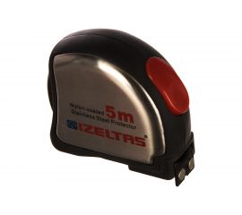 Рулетка, прорезиненный хромированный корпус, с поясным зажимом 5м IZELTAS 0588150015 
