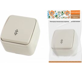 1-клавишный переключатель на 2 направления TDM открытой установки IP20 10А, слоновая кость Дача Народная SQ1824-0016 