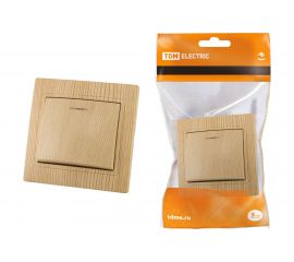 1-клавишный выключатель с подсветкой TDM ЭКО 10А, сосна, Таймыр SQ1814-0204 