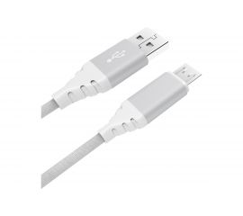 Дата-кабель AKAI USB А-microUSB, белый CBL208WT 