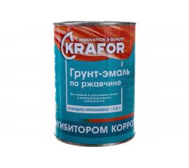 Алкидная грунт-эмаль по ржавчине Krafor белая 1 кг 14 26677 