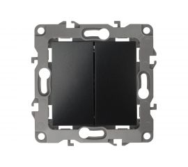 Двойной выключатель ЭРА 12-1104-05 10АХ-250В, IP20, антрацит Б0014649 