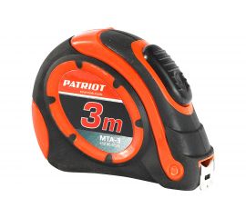 Рулетка PATRIOT MTA-3, автостоп, ударопрочный корпус, обрезиненная, 3м 350005033 