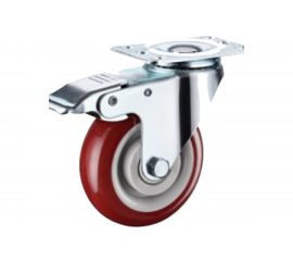 Колесо аппаратное полиуретановое поворотное с площадкой и тормозом 310125Sb (125 мм; 150 кг) А5 1005798 