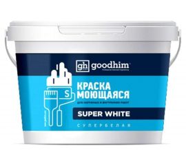 Моющаяся краска для светлых тонов, S стандарт, база А, супербелая - 7кг, готовый раствор Goodhim 89311 