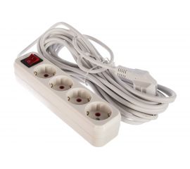 Удлинитель Lezard LILA, с заземлением, 4 входа, 10 метров, с выключателем 720-0410-402 