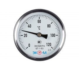 Биметаллический термометр ЭКО-М ЭКОМЕРА БТ-1-63, 0-120C, L=60 БТ-1-63-120С-L60 