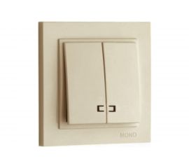 Двухклавишный выключатель MONO ELECTRIC с подсветкой DESPINA кремовый 102-170025-103 