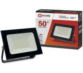 Светодиодный прожектор IN HOME СДО-7 50Вт 230В 6500К IP65 черный 4690612034638 