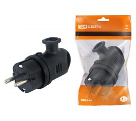 Угловая вилка TDM с ушком, каучук, 2Р+РЕ, 16А, 250В, IP44 SQ0612-0004 