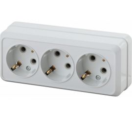 Розетка Intro Quadro 2-206-01 с заземлением трехместная 3x2P+E, 16А-250В, IP20, открытая установка, белый, Б0053819 
