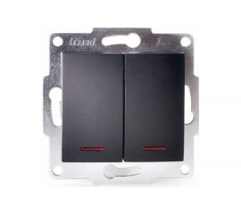 Двойной выключатель Lezard KARINA с подсветкой, чёрный бархат 707-4288-112 