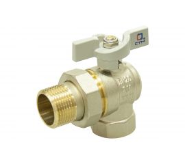 Шаровой угловой кран для воды СТМ СТАНДАРТ 1"", с накидной гайкой, бабочка CWALM001 