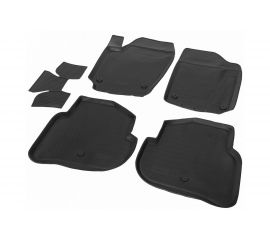 Коврики в салон автомобиля Rival для Volkswagen Polo V седан 2010-2020, полиуретан, с крепежом, 5 шт., 15804003 