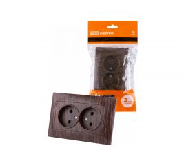 Двойная розетка TDM 2П 10А 250В венге Лама SQ1815-0424 