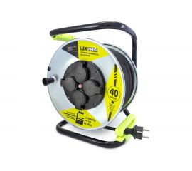 Силовой удлинитель на металлической катушке LUX PROFI К4-Е-40 (74240) КГ 3x2.5 40м 16А 4 розетки с заземлением IP44 4606400430148 