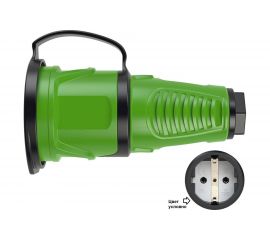 Кабельная розетка PCE 16A 220V 2P+E IP54 с крышкой, корпус зеленый, крышка и маркер черный 2511-us 