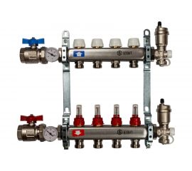 Коллектор из нержавеющей стали в сборе с расходомерами STOUT 4 выхода SMS 0907 000004 