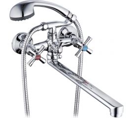 Смеситель для ванны G-lauf с длинным поворотныи изливом 360 градусов, с душевой лейкой, хром QFR7-C722 