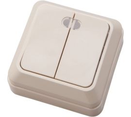 2-клавишный выключатель АБК-СИЛА с подсветкой 10А "АЛЬТАИР" слоновая кость 5400206 