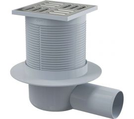 Сливной трап Alca Plast APV1 105х105 50, подводка – боковая, решетка – нержавеющая сталь 00022289 